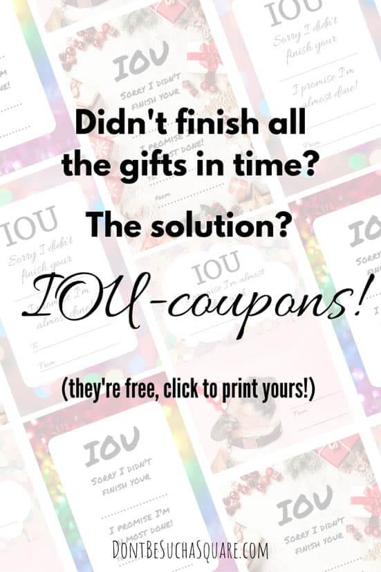 IOU-coupons | Handmade gifts takes time and some times we doesn't manage to finish in time. Then we use IOU-coupons! #IOU #IOU-coupons #HandmadeGifts #Knitting #Crafting #Crochet