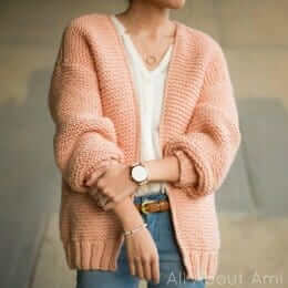 Downtown cardigan knitting pattern by  designer Stephani Lau