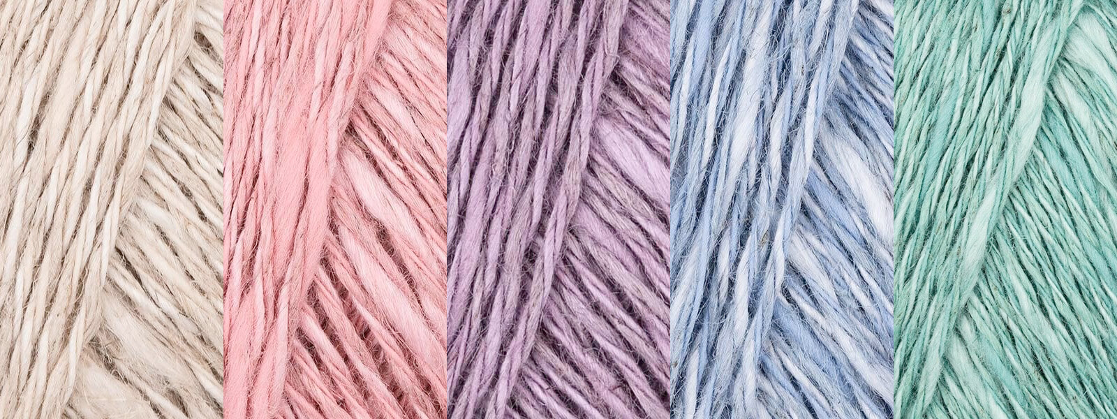 Natura linen is a linen blend yarn available in a range of icy pastel colors at LoveCrafts.