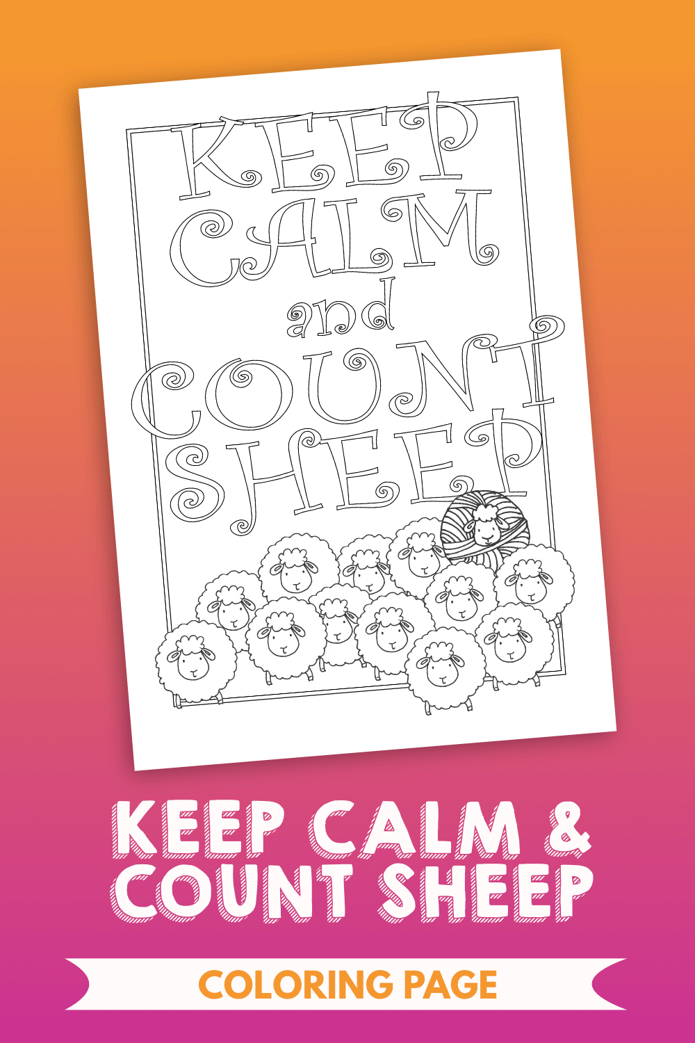 Keep calm and count sheep free printable coloring page