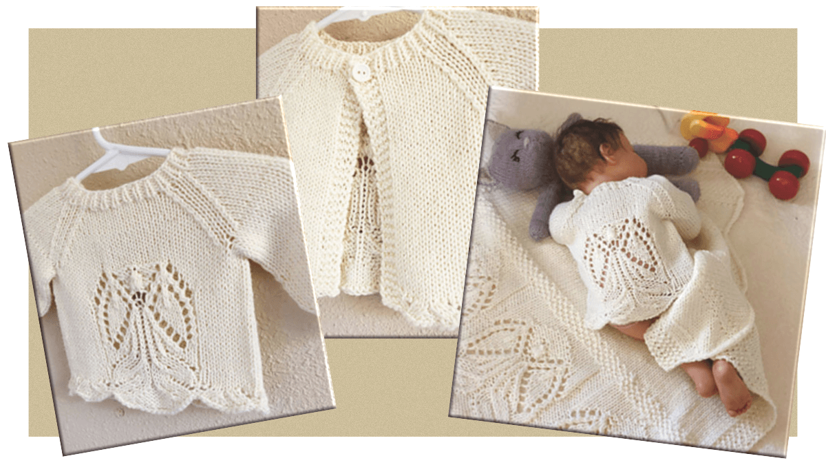 knitting pattern for the Angels around be baby cardigan