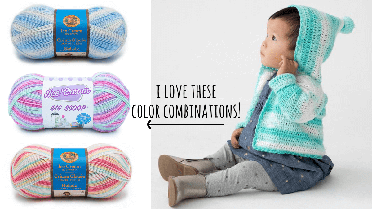 The carroll garden hooded crochet baby cardigan and some alternative color combinations.